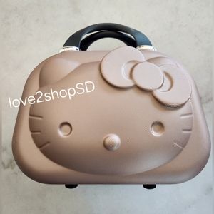 Hello Kitty Hard Shell Makeup Train Case Luggage New & Unused Rose Gold